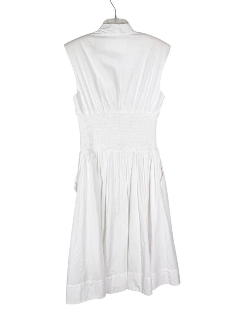 Anthropologie Cotton The Tommie Smocked Waist Front Zip Shirt Dress White Size M - Picture 6 of 13